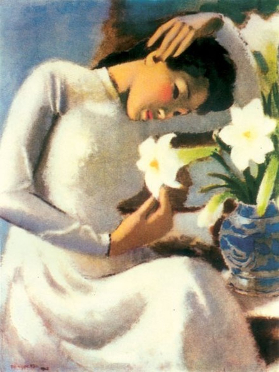 Bức tranh thiếu nữ bên hoa huệ nổi tiếng